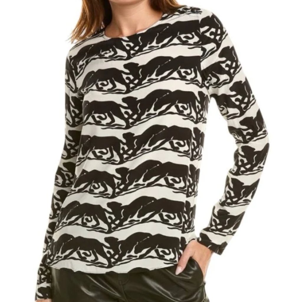 The Kooples Wild Panther Print Blouse Sz 2/M Nwt
